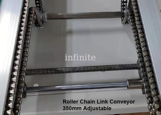 手のクランクによって調節可能な長さ3m 4mのローラーのチェーン・コンベヤー